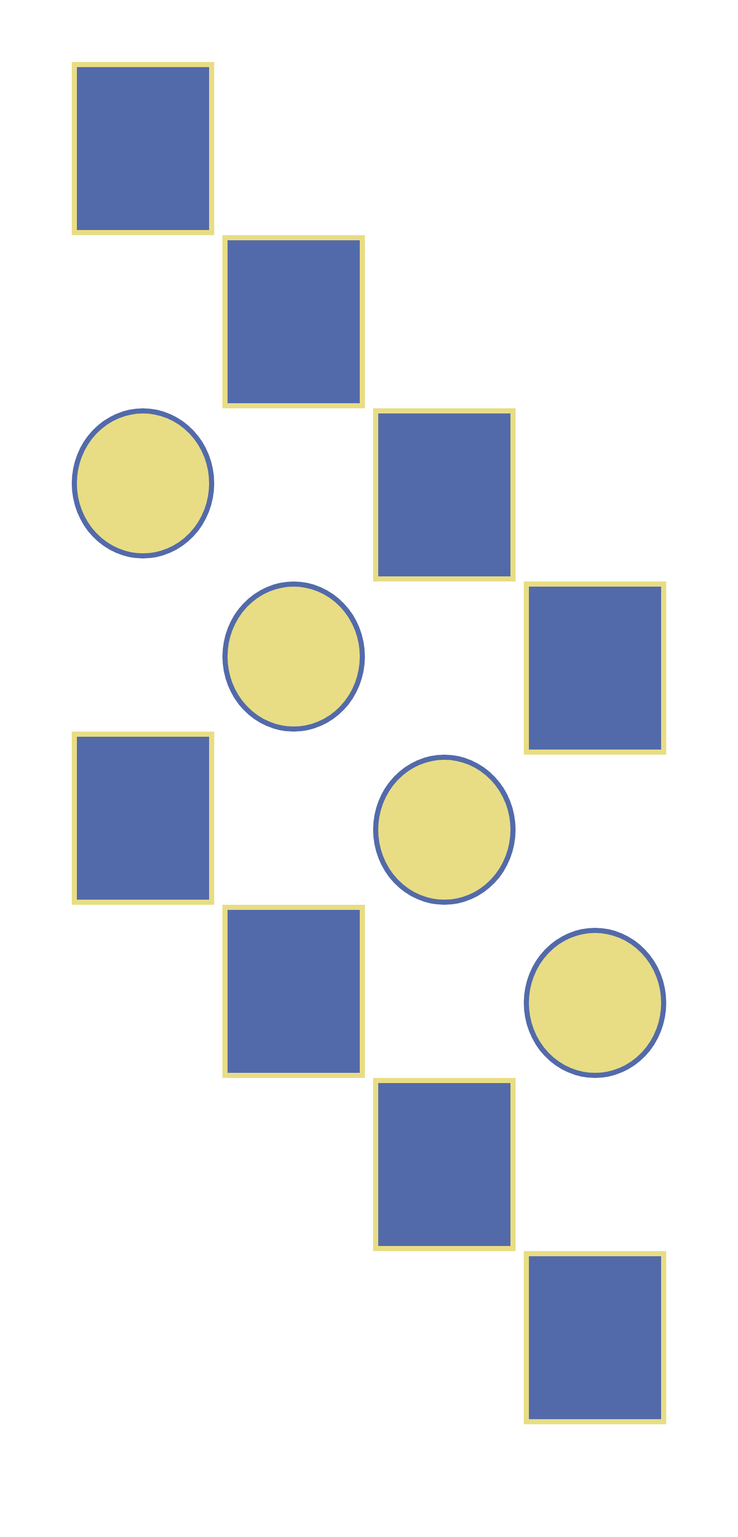 blue gold squares and circles